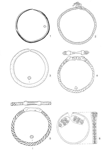 Pl. XX. 1: Orăştie/X2 ( după Pinter-colab. 2001-2002 ), 2: Alba Iulia ( după Dragotă –colab. 2003 a ), 4: Alba Iulia ( după V. Deleanu ), 3, 5: Moldoveneşti ( după Oţa-colab. 2006 ), 6: Alba Iulia – Str. Brînduşei (după Dragotă-colab. 2006).